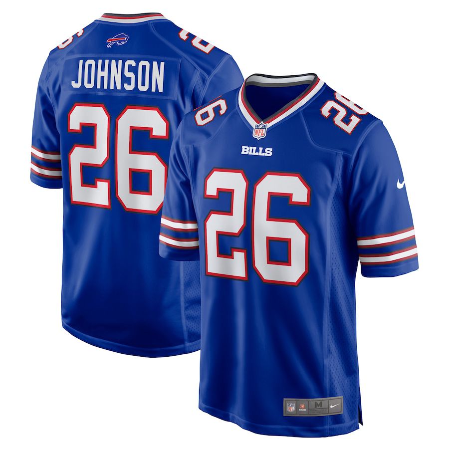 Men Buffalo Bills 26 Ty Johnson Nike Royal Team Game NFL Jersey